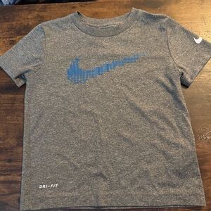 Nike Kids Gray Tee with Blue Logo